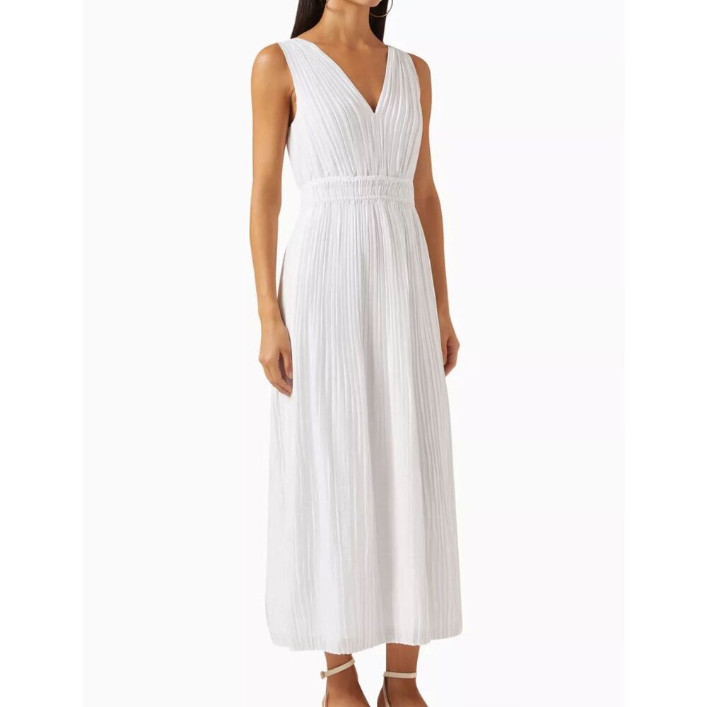 Vince Pleated Double V-Neck Dress - Picture 7 of 10